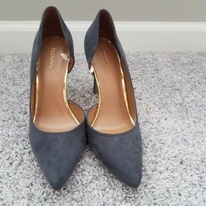 Gray suede high heels